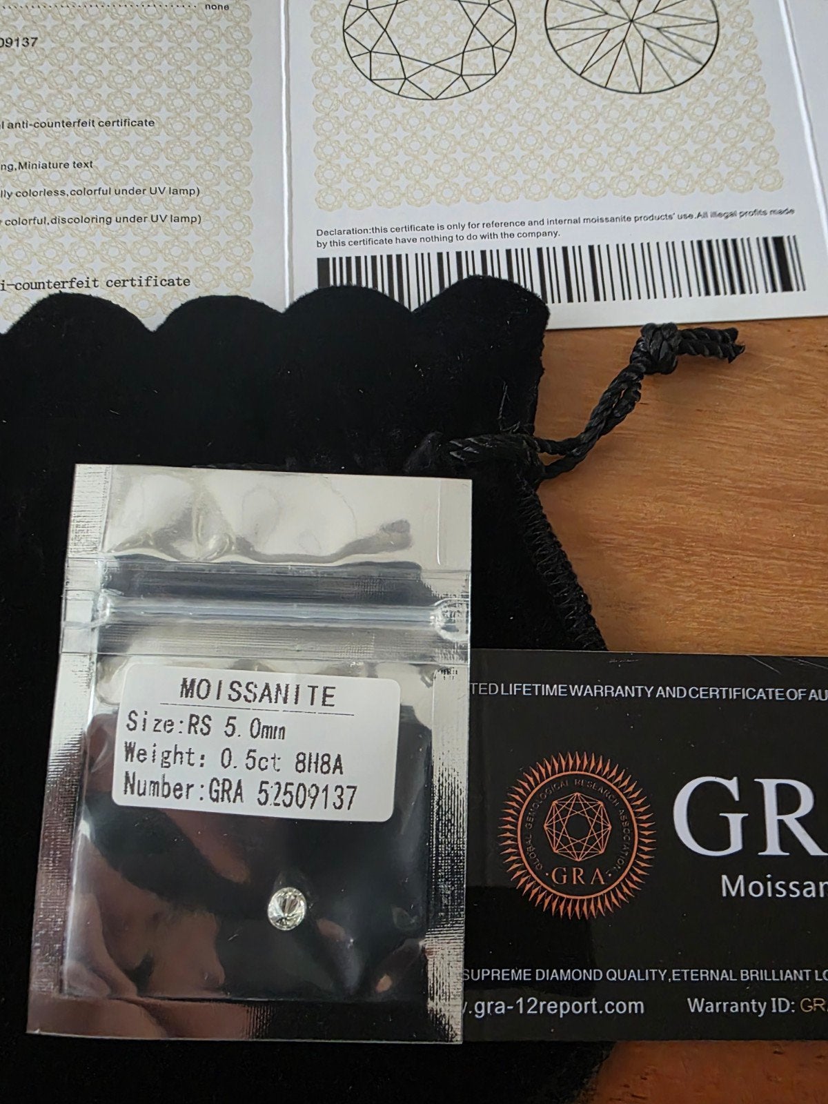 Moissanite Edelsteen 0.5ct met GRA Certificaat, Ophalen of Verzenden, Nieuw