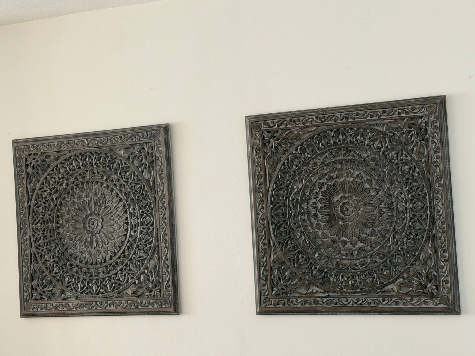 PTMD Wandpanelen 90x90 cm - Set van 2, Huis en Inrichting, Woonaccessoires | Wanddecoraties, Ophalen, Oosters, Hout, Zo goed als nieuw