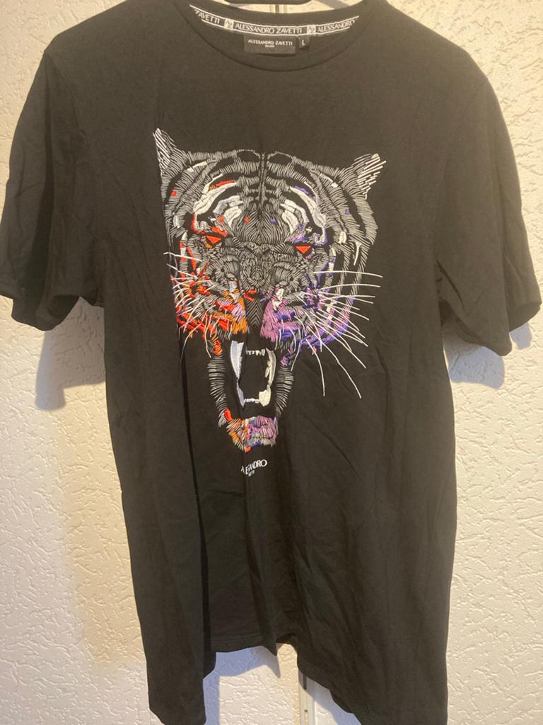 Alessandro Zavetti T-shirt met Tijgerprint - Maat L, Verzenden, Zo goed als nieuw, Maat 52/54 (L), Zwart