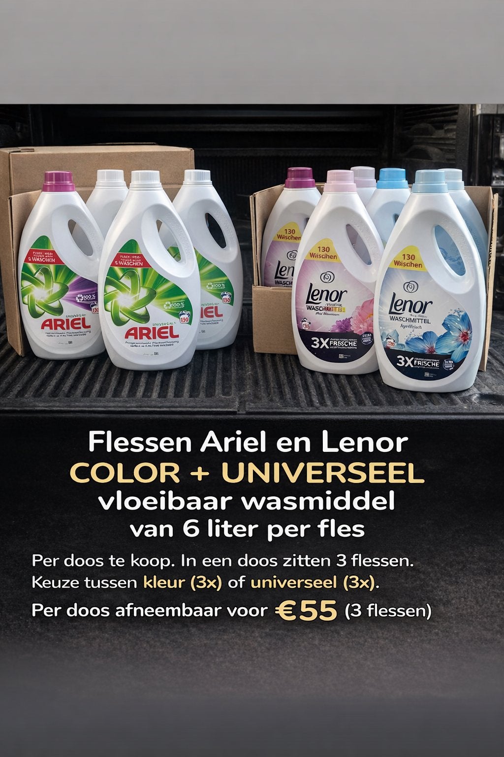 Ariel en Lenor Vloeibaar Wasmiddel - 6 Liter Flessen, Ophalen, Schoonmaakmiddel