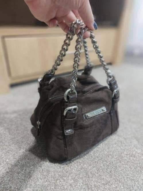 Vintage bruine Sisley tas, 25x17x14cm, Sieraden, Tassen en Uiterlijk, Tassen | Damestassen, Ophalen of Verzenden, Bruin, Handtas