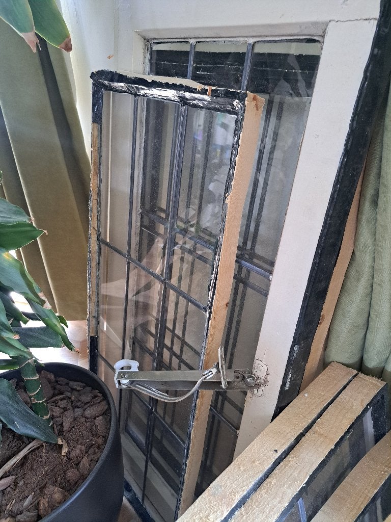 Glas in lood ramen ongekleurd, Ophalen, Gevelraam of Ruit, Gebruikt, Minder dan 80 cm