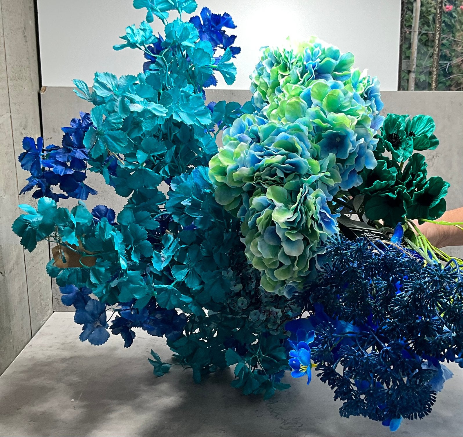 Kunstbloemen blauw tinten 39 stuks, Huis en Inrichting, Ophalen of Verzenden, Nieuw