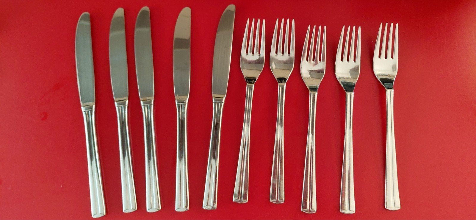 5 vorken (20 cm) 5 messen (22 cm) Villeroy en boch  18/10, Ophalen of Verzenden, Rvs of Chroom
