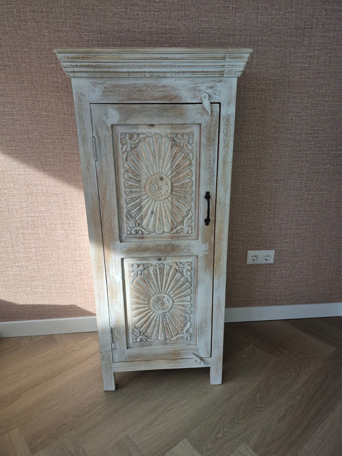 Indiaase style wandkast Talala - wit/naturel, Met deur(en), 100 tot 150 cm, Nieuw, 50 tot 100 cm