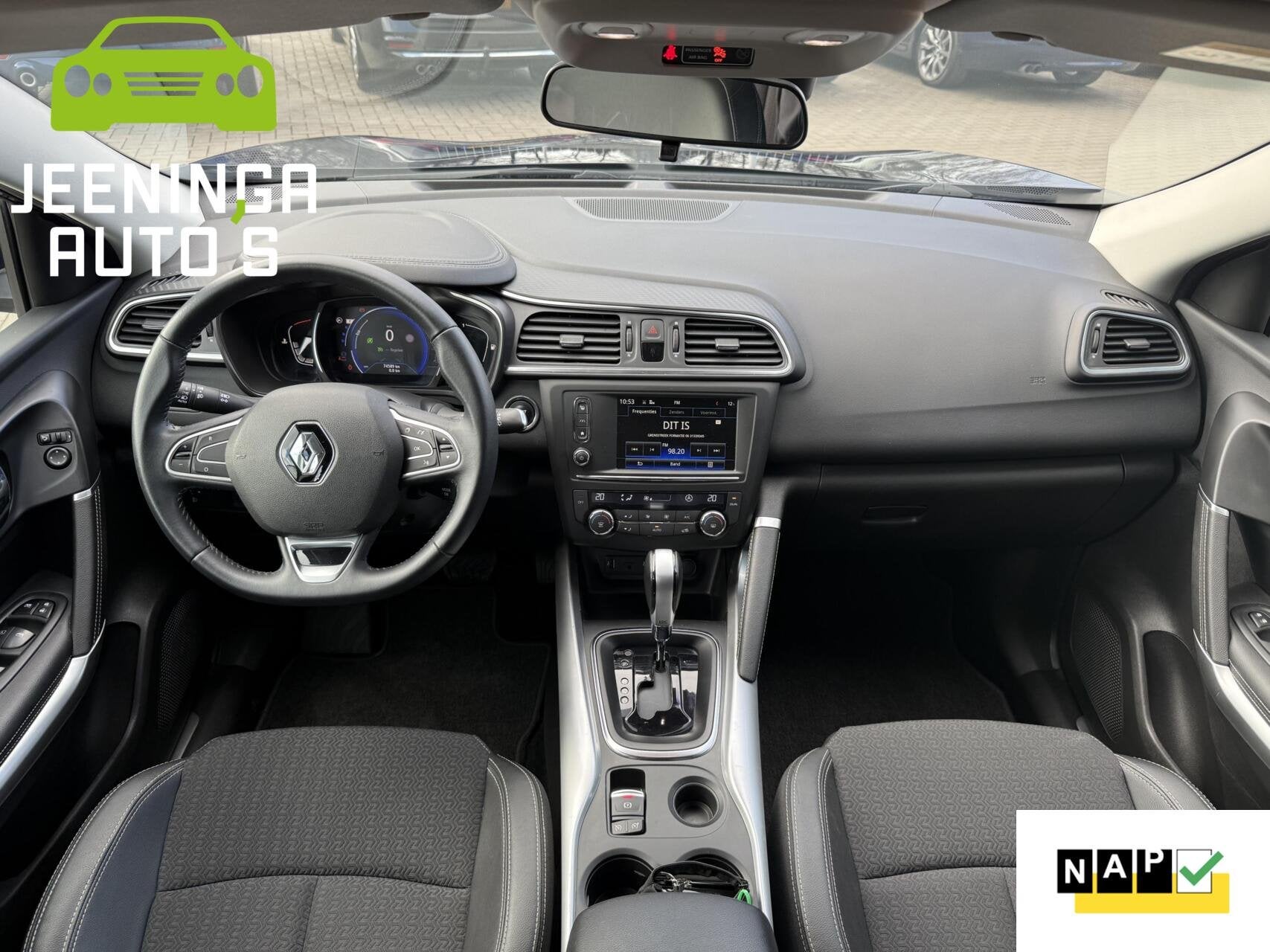 Renault Kadjar TCe 130 Intens|Camera|Dodehoek|ElekTrekhaak|N, Kadjar, Stof, Gebruikt, 4 cilinders