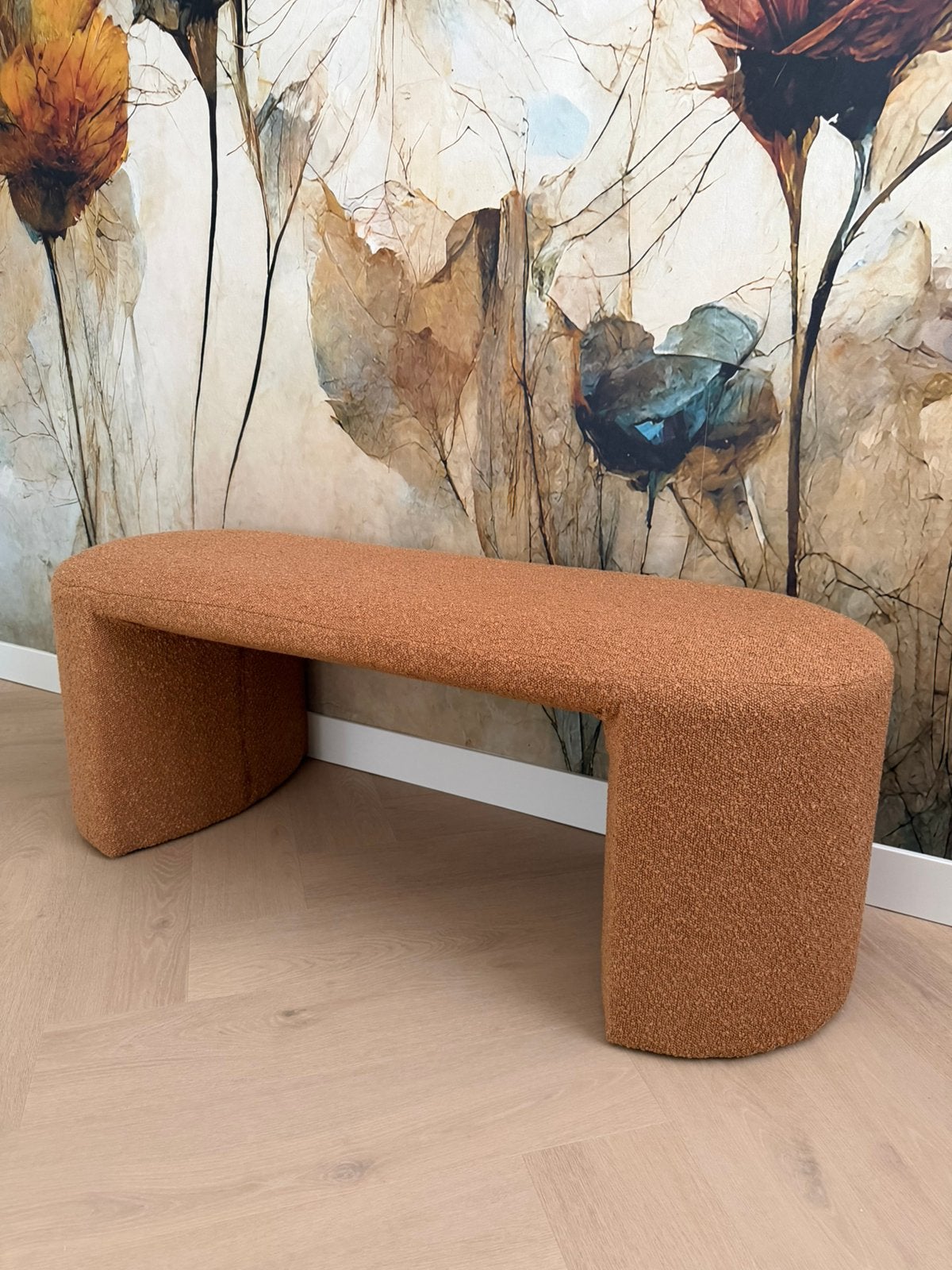 Nieuw! Xenos bankje Sara boucle | terra | twv €99,95, Ophalen, 125 cm of meer, Zo goed als nieuw, Stof