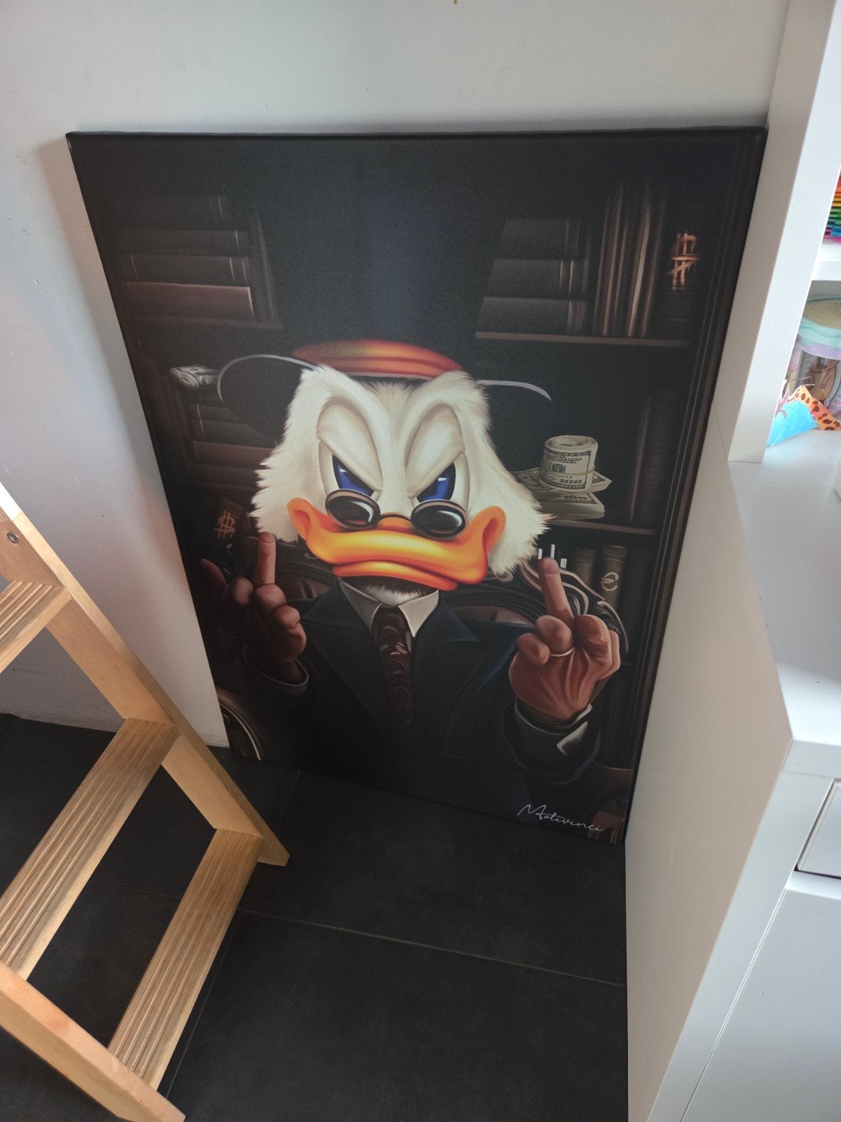 Canvas schilderij Dagobert Duck - Modern Pop Art, Gebruikt, Ophalen of Verzenden, Schilderij, 75 – 100