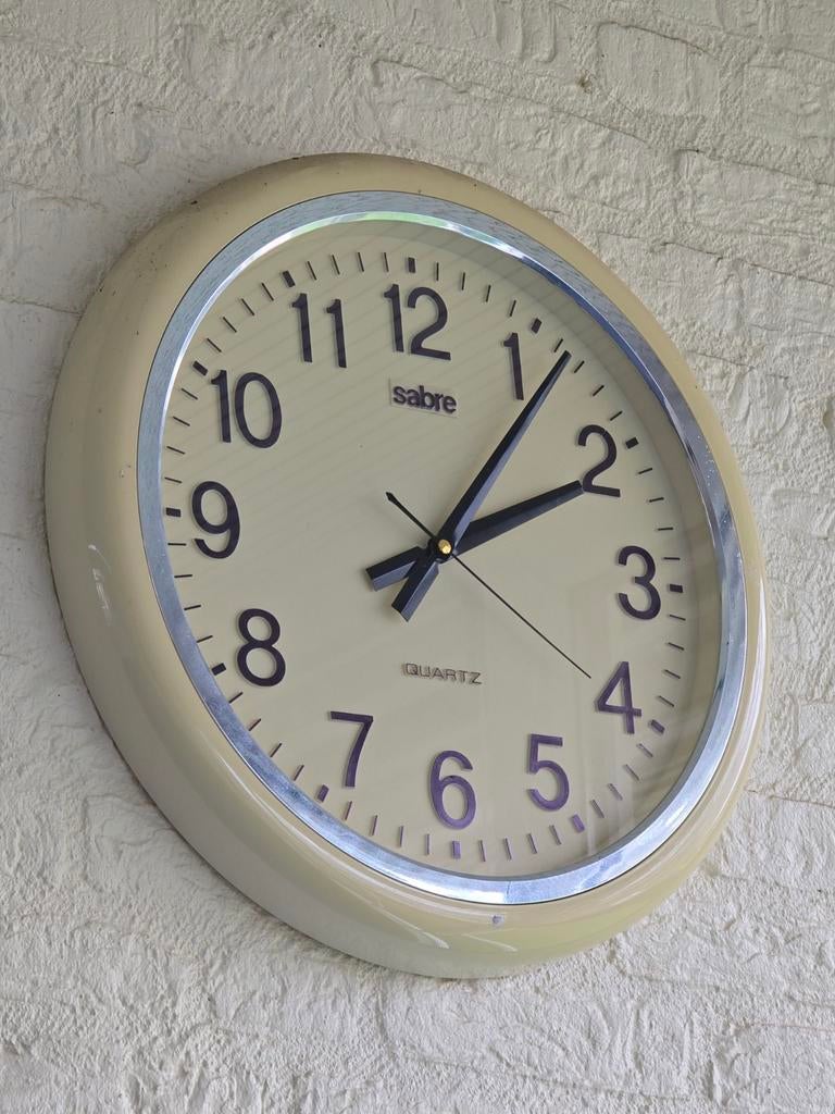 Vintage schoolklok Sabre digitale wandklok quartz, Huis en Inrichting, Ophalen, Digitaal, Nvt, Nvt
