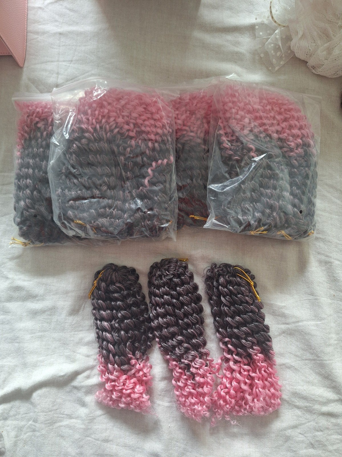 15x ombre roze kanekalon nephaar, Sieraden, Tassen en Uiterlijk, Ophalen of Verzenden, Nieuw, Pruik of Haarverlenging