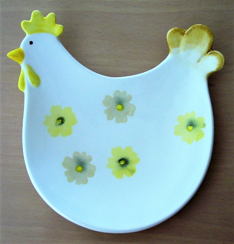 serveerschaaltje kip, keramiek, lichtgeel bloemmotief, Overige merken, Keramiek, Ophalen of Verzenden, Overige stijlen