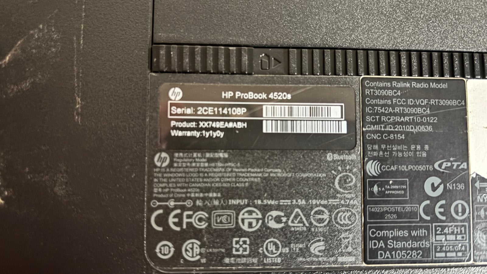 HP ProBook 4520s - Werkt alleen met lader (accu defect), Computers en Software, Windows Laptops, Niet werkend, Ophalen