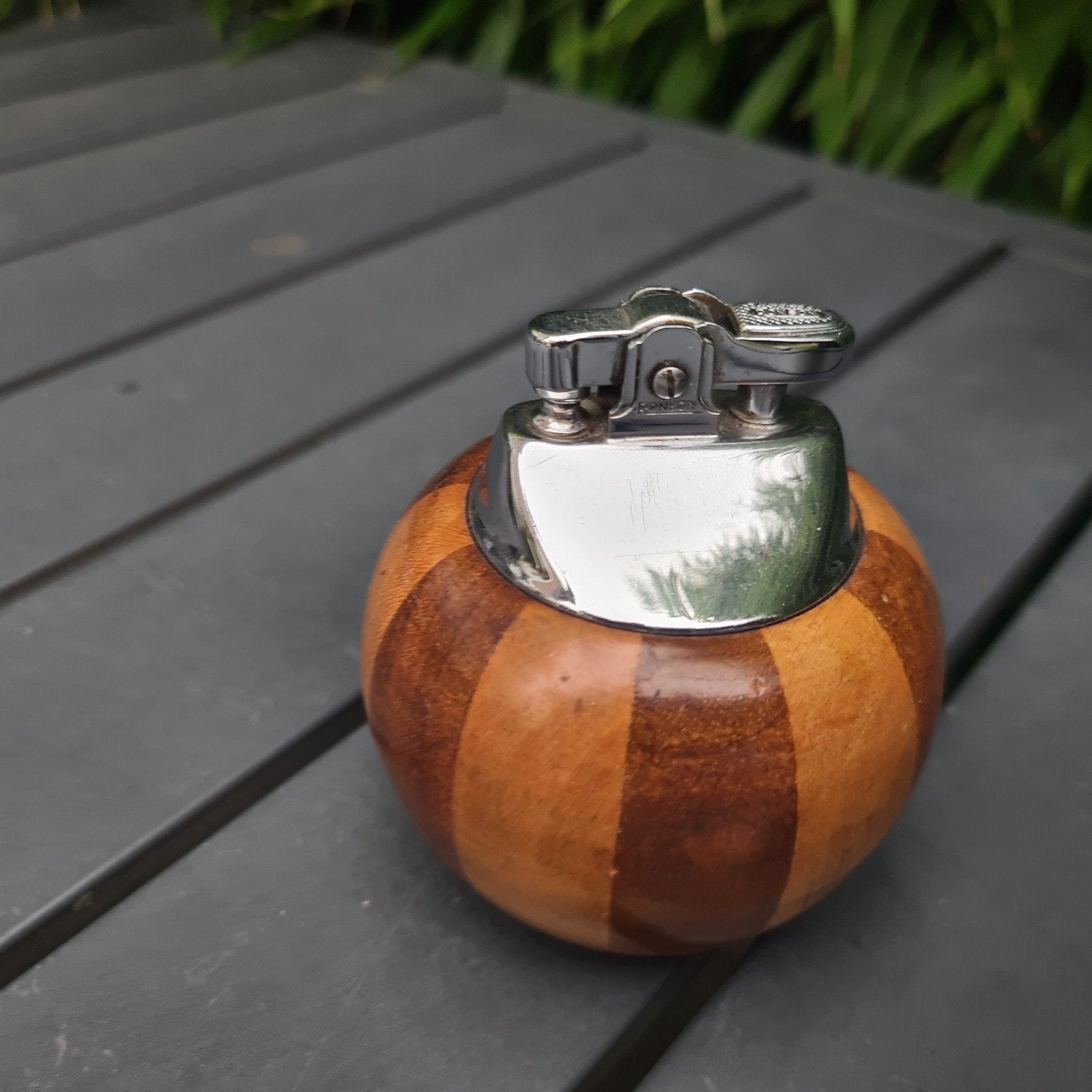 Vintage Ronson Tafelaansteker Hout en Chroom, Verzenden, Gebruikt, Aansteker