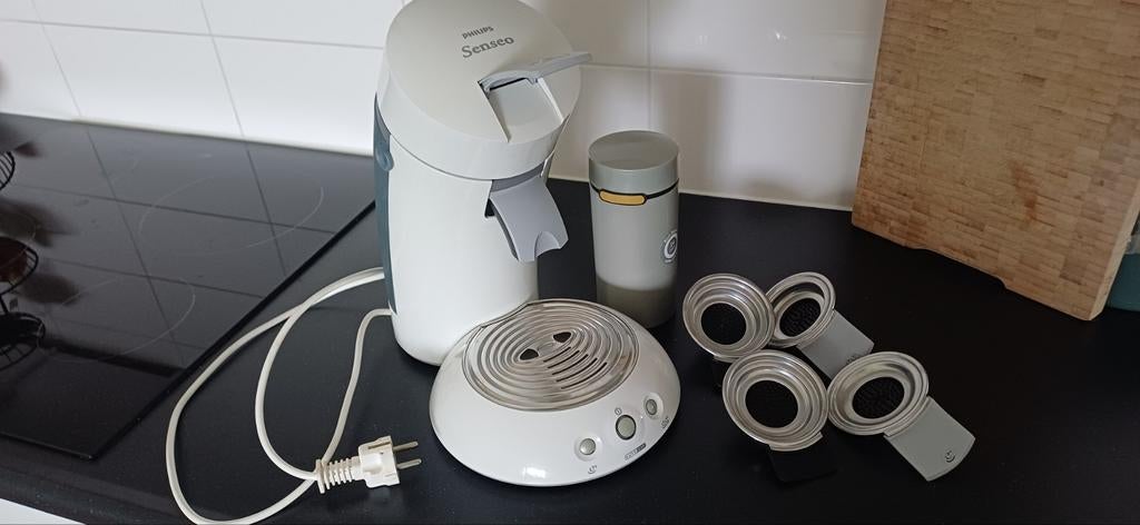 Senseo apparaat met toebehoren, Gebruikt, Koffiemachine, Ophalen of Verzenden, Koffiepads en cups