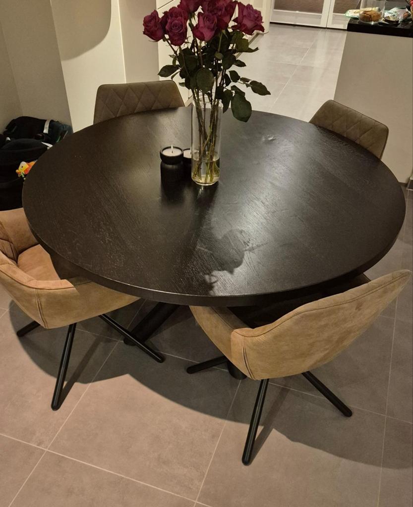 Eiken Ronde eettafel 140 cm, Ophalen, Rond, 100 tot 150 cm, 100 tot 150 cm