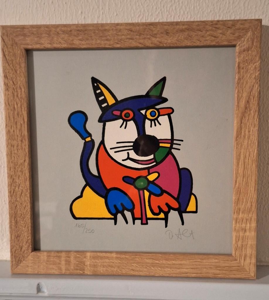 Otmar Alt - Kleurrijke Kat Zeefdruk (165/250), Ophalen of Verzenden