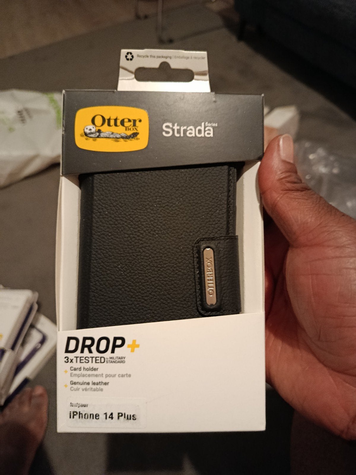 OtterBox Strada iPhone 14 Plus Hoesje Zwart Leer, Ophalen of Verzenden, Nieuw, Bescherming, Apple