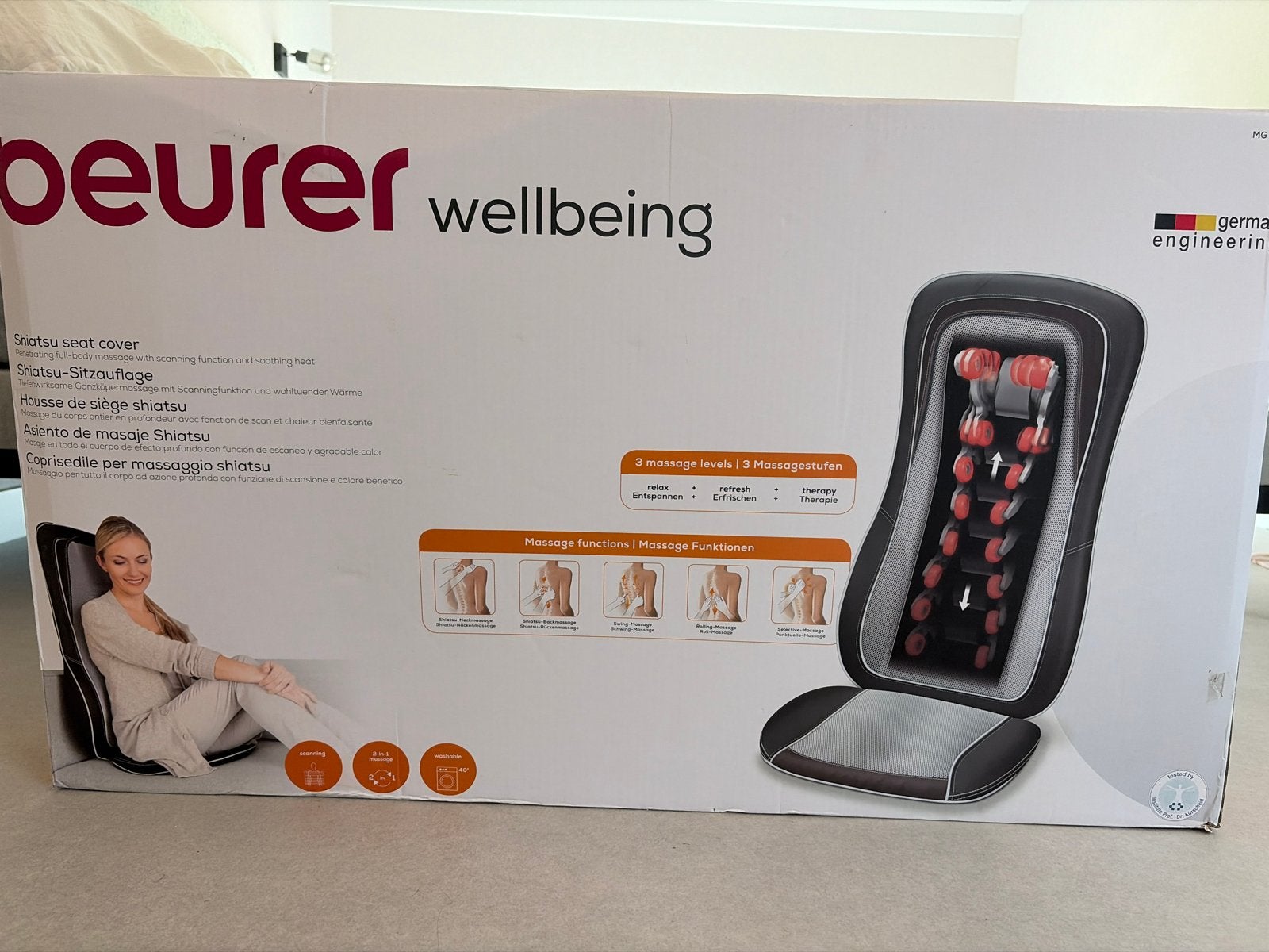 Beurer Shiatsu Massagezitkussen MG 300 HD-XL - Zo goed als n, Ophalen, Zo goed als nieuw, Massagestoel of Kussen