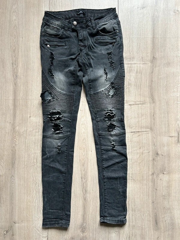 Rose Player ripped biker jeans - Maat: 36, Ophalen of Verzenden, Zo goed als nieuw, Zwart, W28 - W29 (confectie 36)