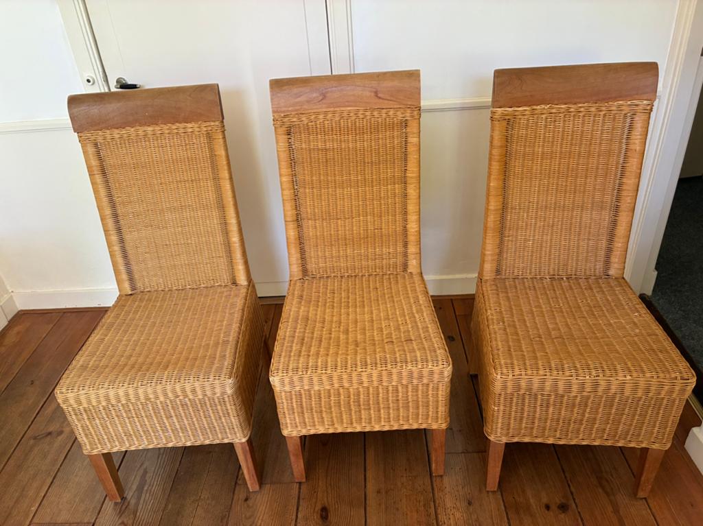 Rieten stoelen, Huis en Inrichting, Stoelen, Ophalen, Gebruikt, Riet of Rotan, Drie
