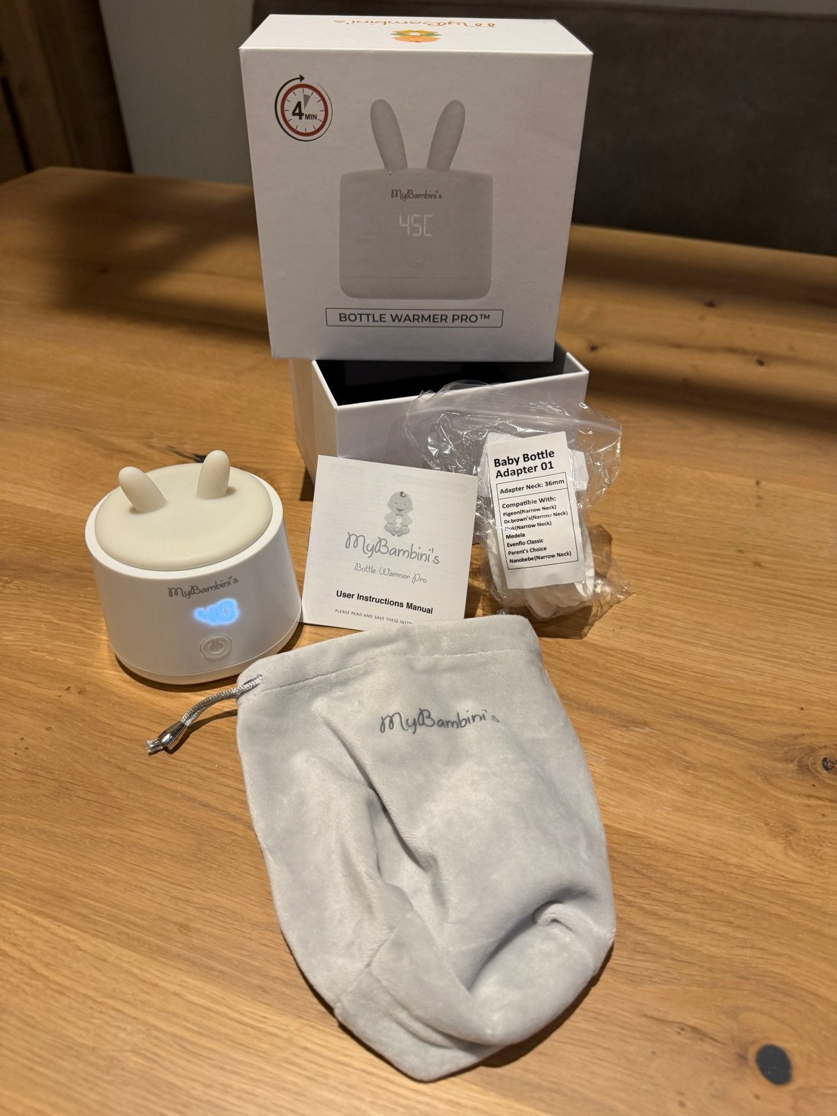 MyBambini's Bottle Warmer Pro - Flessenwarmer, Draagbaar, Ophalen of Verzenden, Zo goed als nieuw, Flessen- of potjesverwarmer