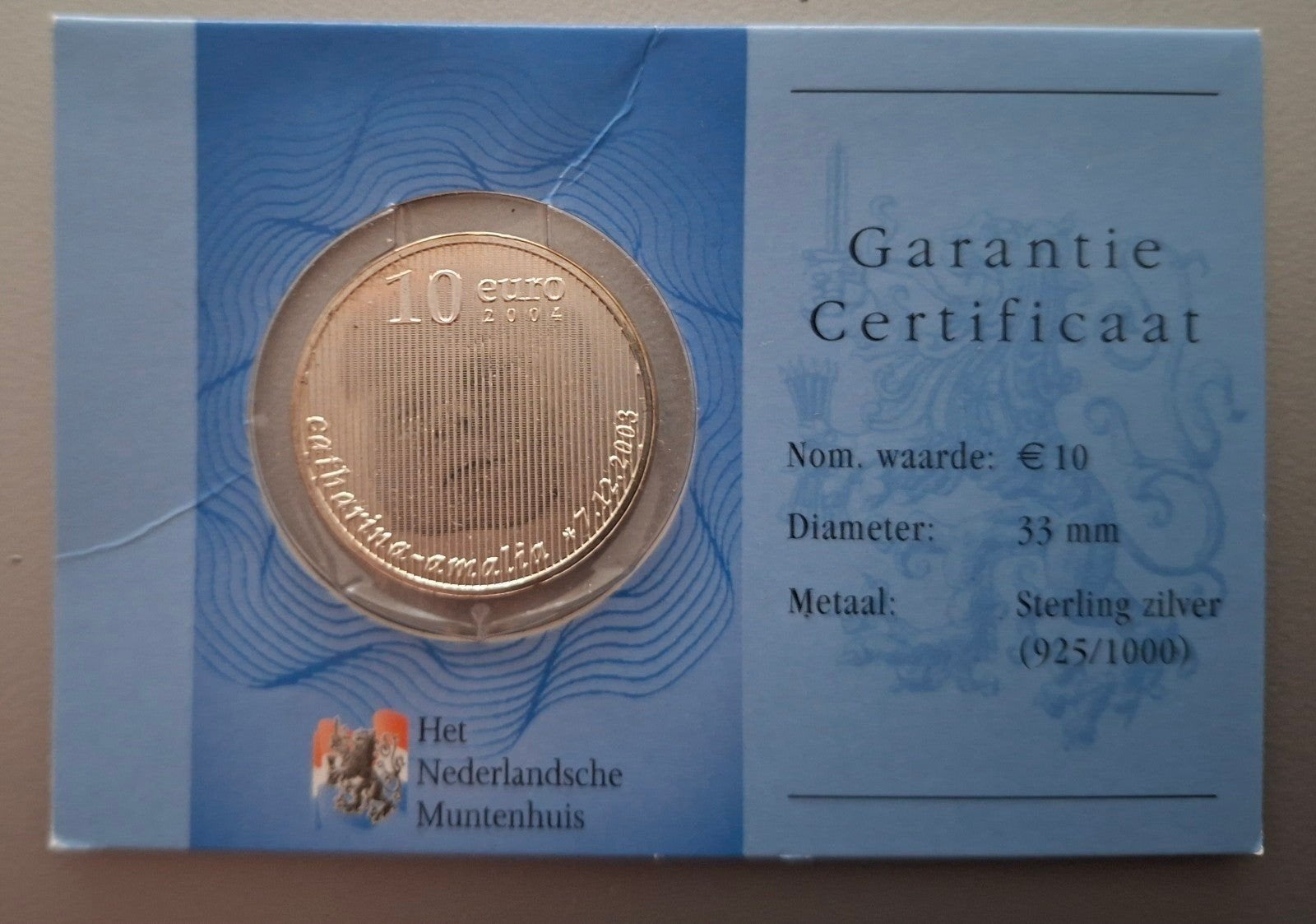 Zilveren 10 euro Amalia coincard met garantiecertificaat, Verzenden, Koningin Beatrix, Euro's, Zilver