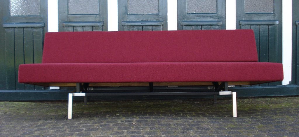 Martin Visser slaapbank BR 03, nieuw gestoffeerd!!, Dutch Design, Mid-century Modern, 150 tot 200 cm, Driepersoons, 75 tot 100 cm