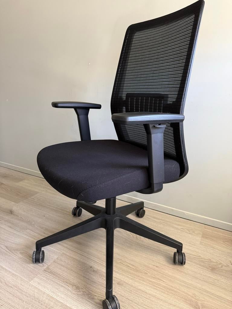 Zwarte Bureaustoel Napoli met Ergonomische Mesh Rugleuning, Ophalen, Gebruikt, Zwart, Bureaustoel