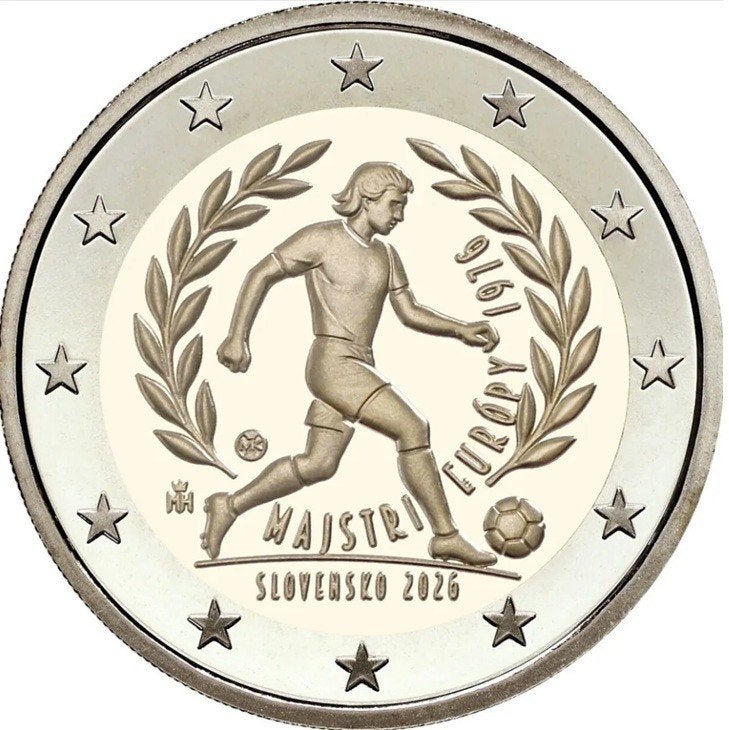 Slowakije 2026 – EK winst 1976 - 2 euro UNC, Postzegels en Munten, Munten | Europa | Euromunten, Ophalen of Verzenden, Slowakije