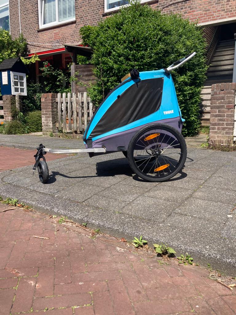 Thule Coaster XT fietskar, Fietsen en Brommers, Fietsaccessoires | Aanhangers en Karren, Gebruikt, Kinderkar, 40 tot 60 kg, Opvouwbaar