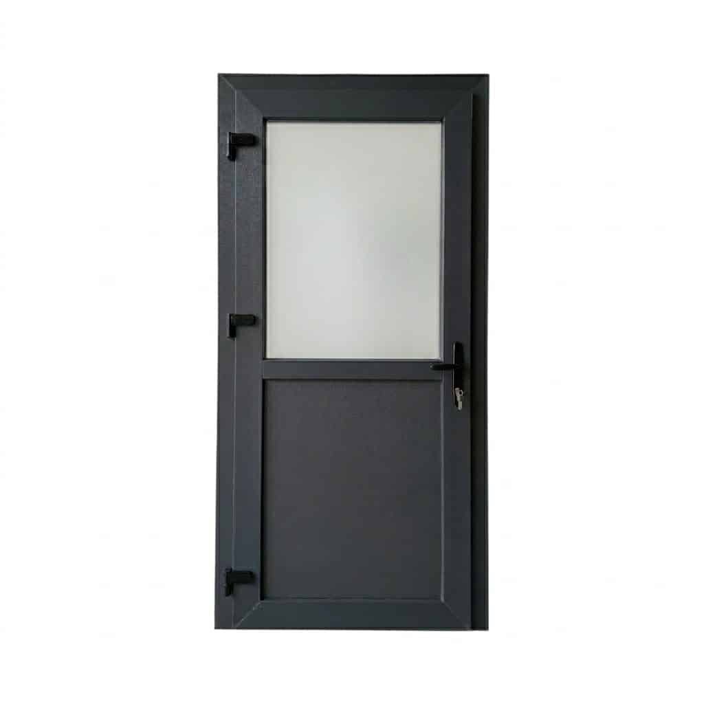 Kunststof deur met kozijn half glas, antraciet, 1000x2150mm, 75 tot 150 cm, Kunststof, Deurkozijn, Nieuw