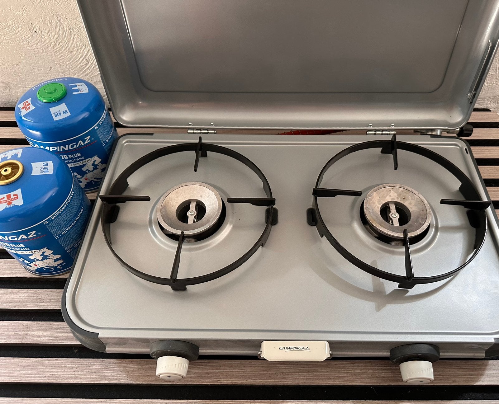 Campingaz gaspit+ koelbox+ pannenset, Ophalen, Zo goed als nieuw