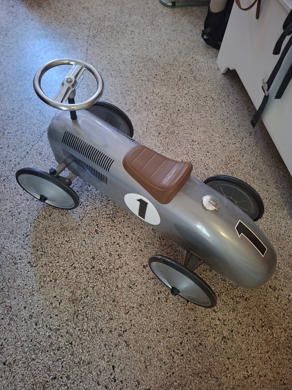 Vintage loopauto zilver, Ophalen of Verzenden, Gebruikt, Loopvoertuig