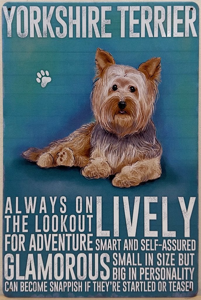 Yorkshire Terrier hond eigenschappen reclamebord van metaal, Info@deconoord.nl, Deco Noord, Nieuw, Ophalen of Verzenden