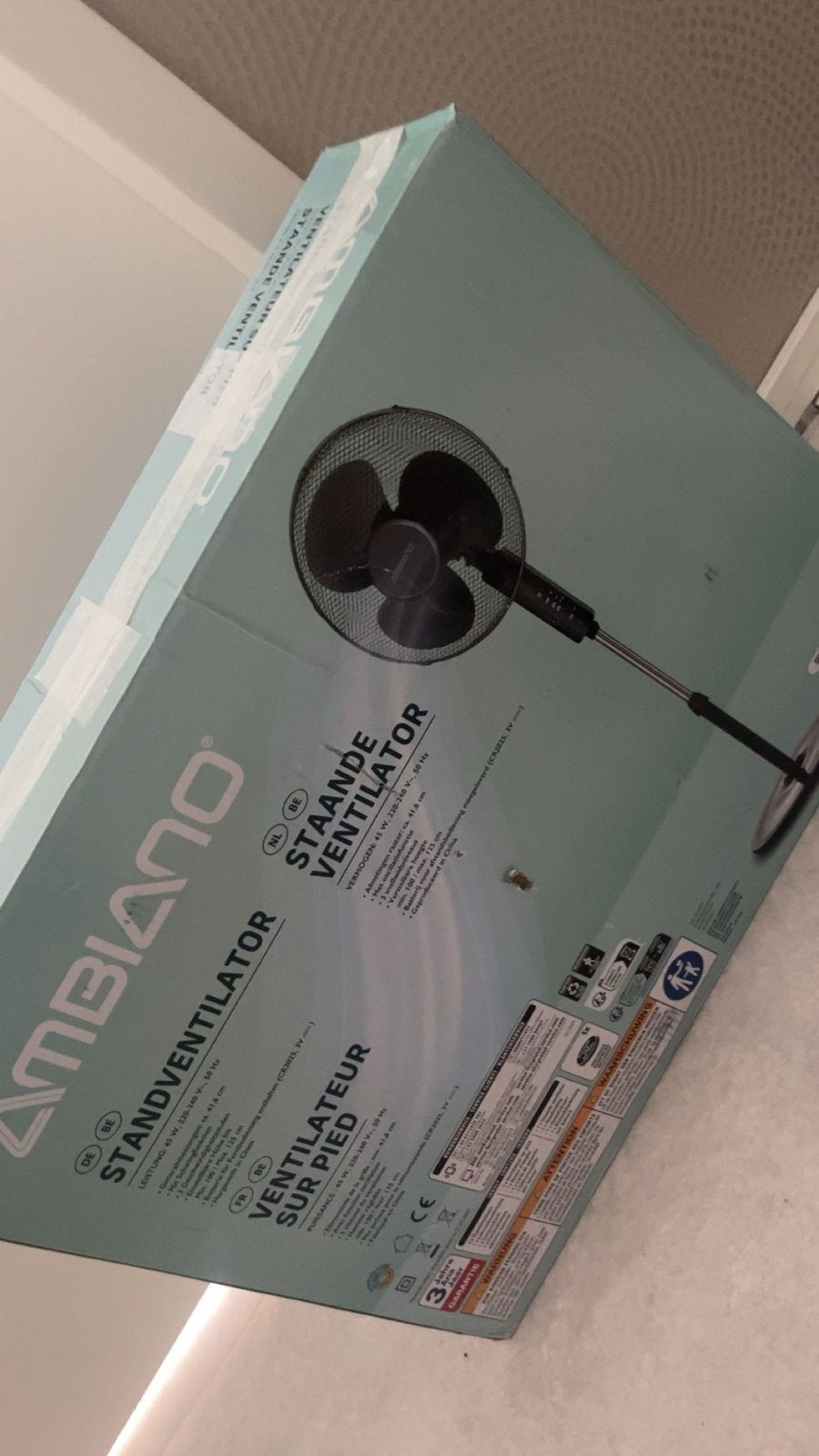 Ambiano Staande Ventilator - in Doos, Ophalen of Verzenden, Nieuw, Statiefventilator