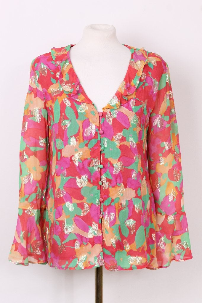 Blouse met goud Fabienne Chapot maat M, Maat 38/40 (M), Meerkleurig, Ophalen of Verzenden, Zo goed als nieuw