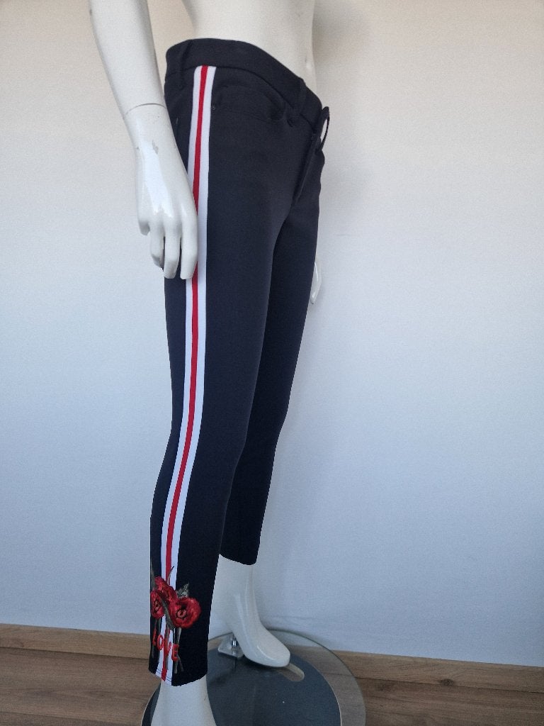 Cambio broek met bloemenborduursel | Maat 38 | Zwart, Maat 38/40 (M), Cambio, Nijmegen, Zwart