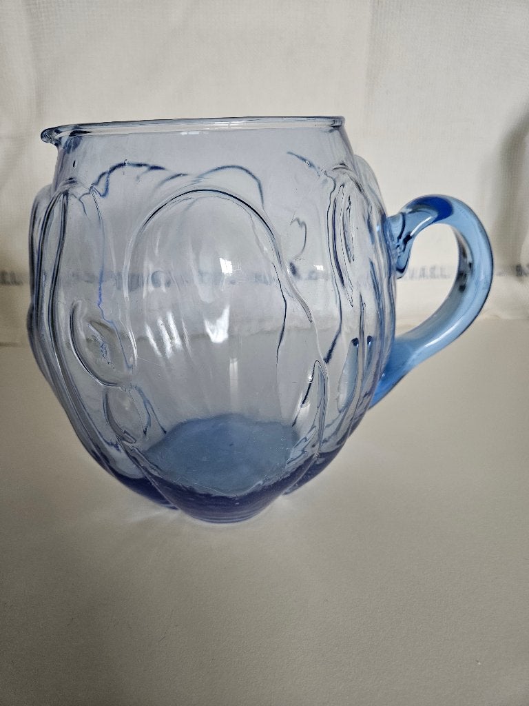 blauwe glazen vaas/ schenkkan, Antiek en Kunst, Ophalen of Verzenden