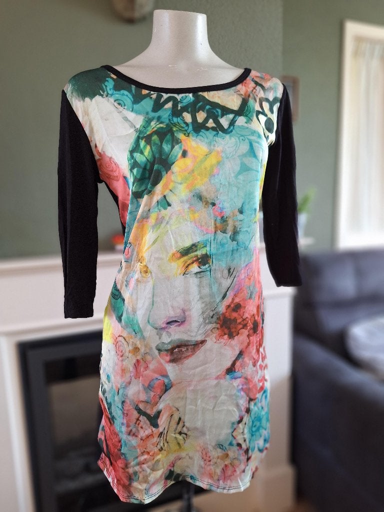 Sensi Wear nieuw gezicht print top M 38, Maat 38/40 (M), Lange mouw, Meerkleurig, Verzenden