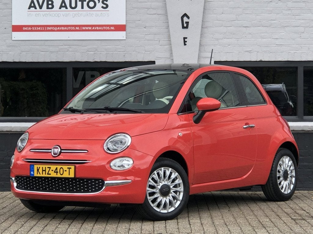 Fiat 500 1.2 Lounge Koraal Clima Navi Pano PDC Stoelverwarm, Auto's, Fiat, Bedrijf, Te koop, ABS, Airbags, Airconditioning, Automatische klimaatregeling
