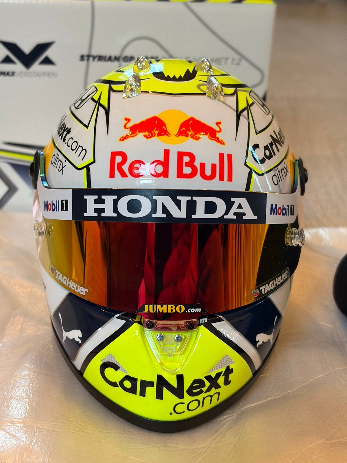 Verstappen helm 1:2 Styrian (Oostenrijk) GP 2021, Ophalen of Verzenden, Zo goed als nieuw, Formule 1
