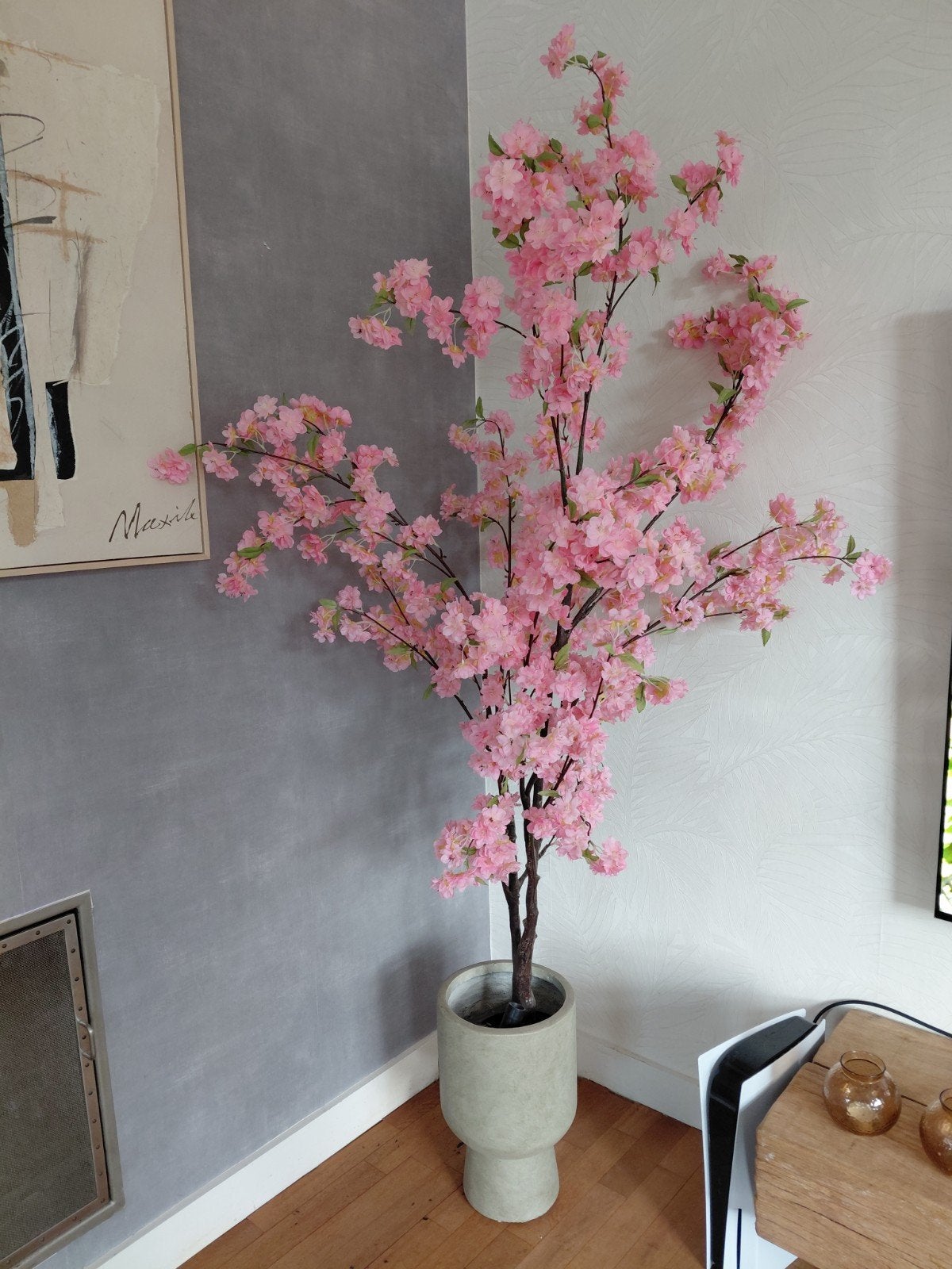 Grote Kunst Kersenbloesem Boom 180cm - Roze Bloemen, Ophalen, Binnen, Roze, Kunstplant