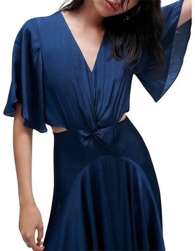 Nieuwe elegante Maje jurk met cut-outs, Blauw, Ophalen of Verzenden, Maat 34 (XS) of kleiner, Onder de knie