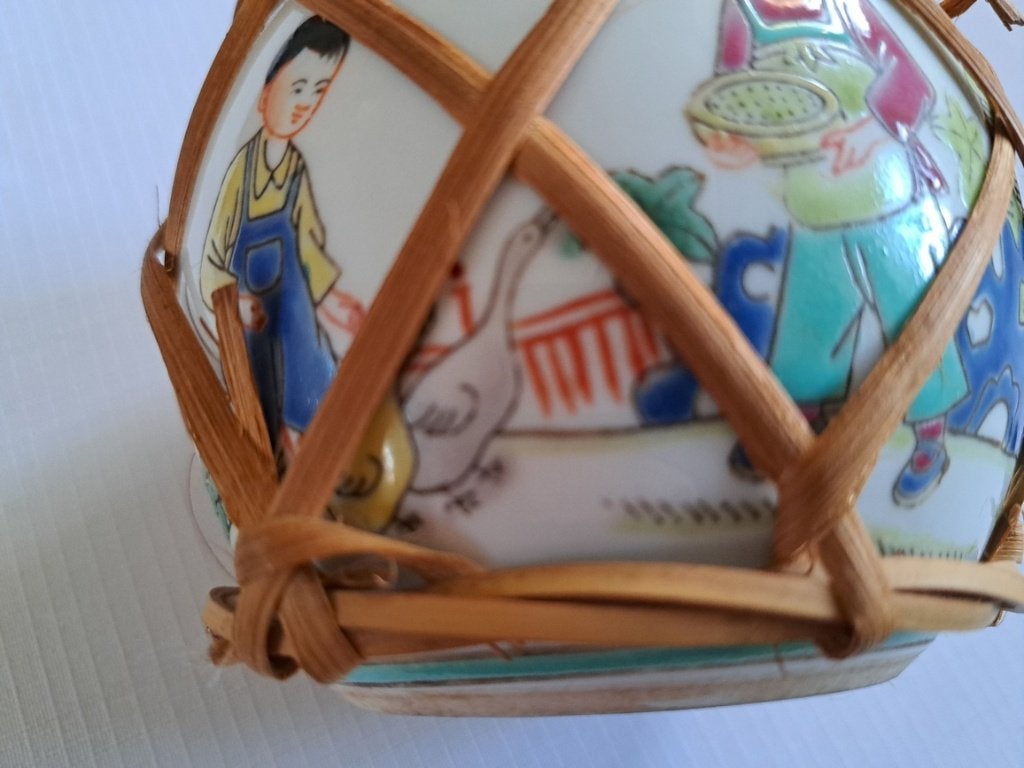 Vintage Chinese porselein Jingdezhen vaas gans vaasje china, Antiek en Kunst, 11 cm, Verzenden, Overige materialen, Handgemaakt