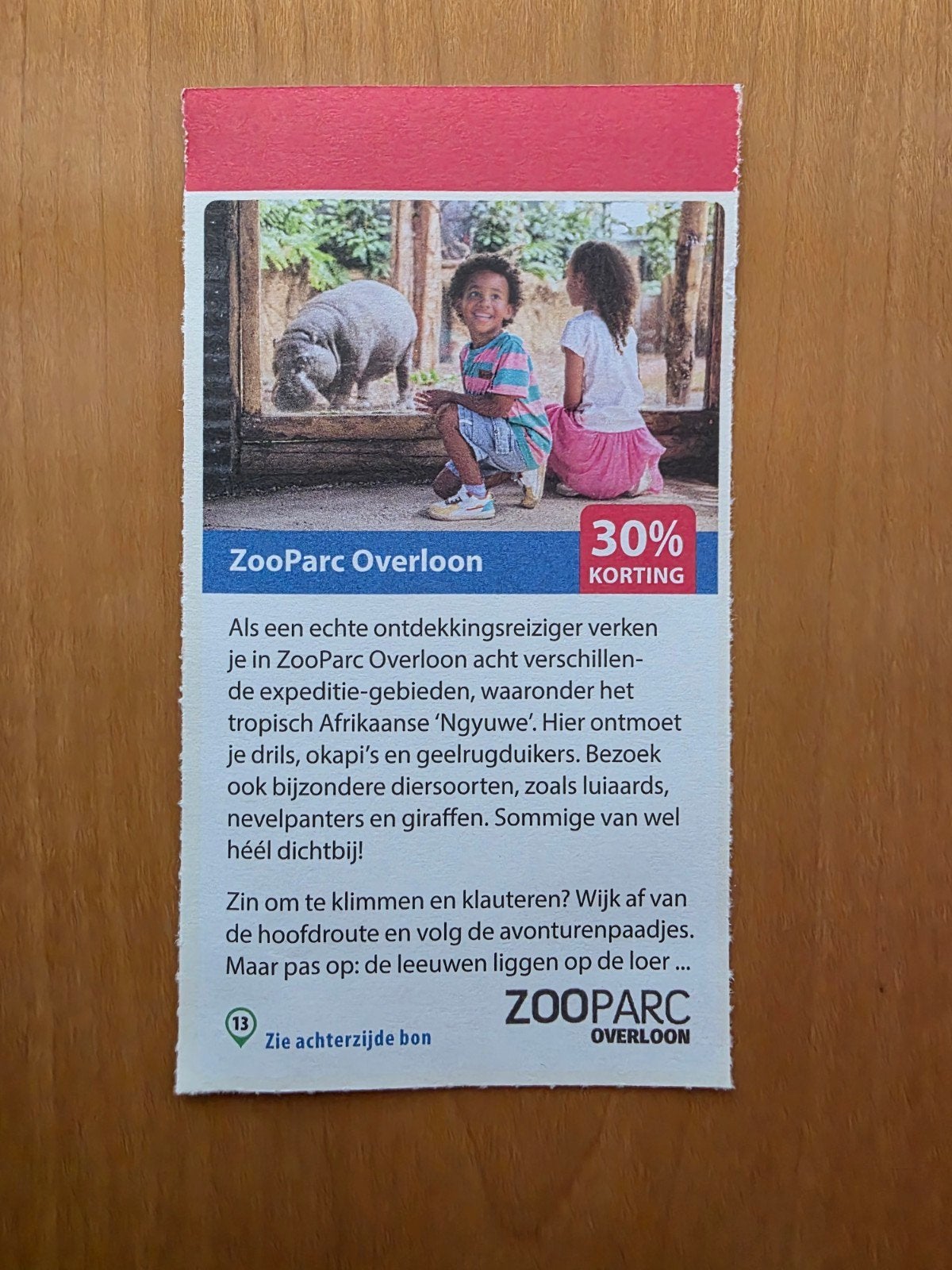 ZOOParc Overloon 30% korting maximaal 5 personen, Tickets en Kaartjes, Drie personen of meer, Kortingskaart
