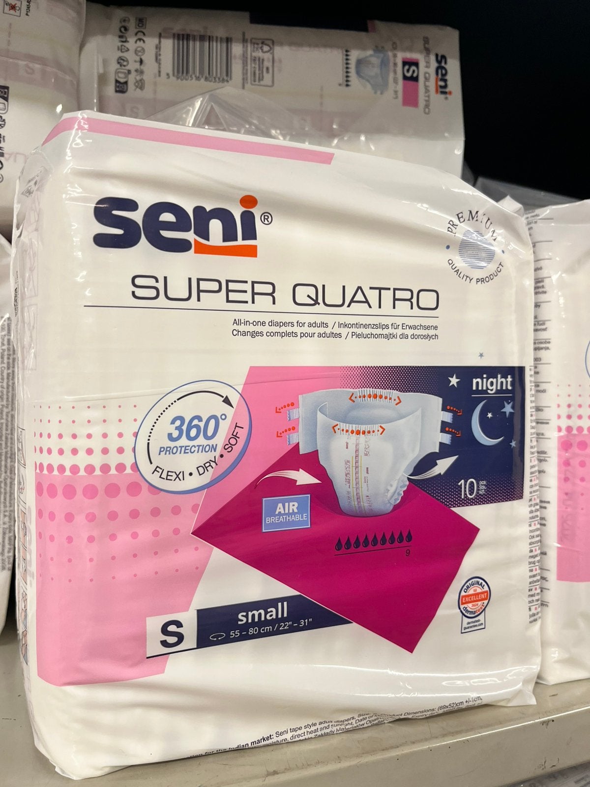 Seni Super Quatro incontinentieluiers maat S (10 stuks), Diversen, Verpleegmiddelen, Ophalen, Zo goed als nieuw