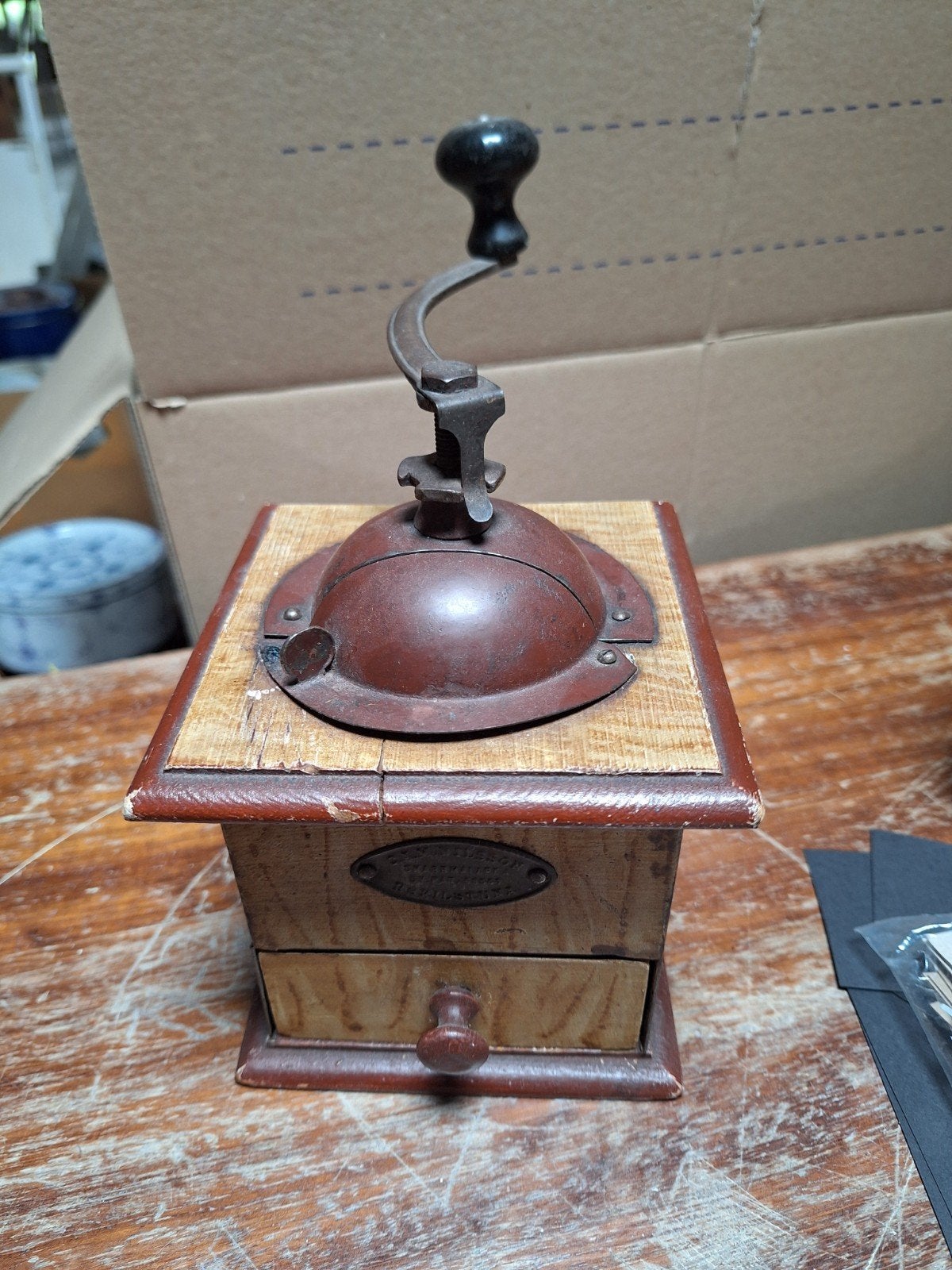 antieke Zweedse koffiemolen C.A.M. Nilsson Eskilstuna, Antiek en Kunst, Curiosa en Brocante, Ophalen