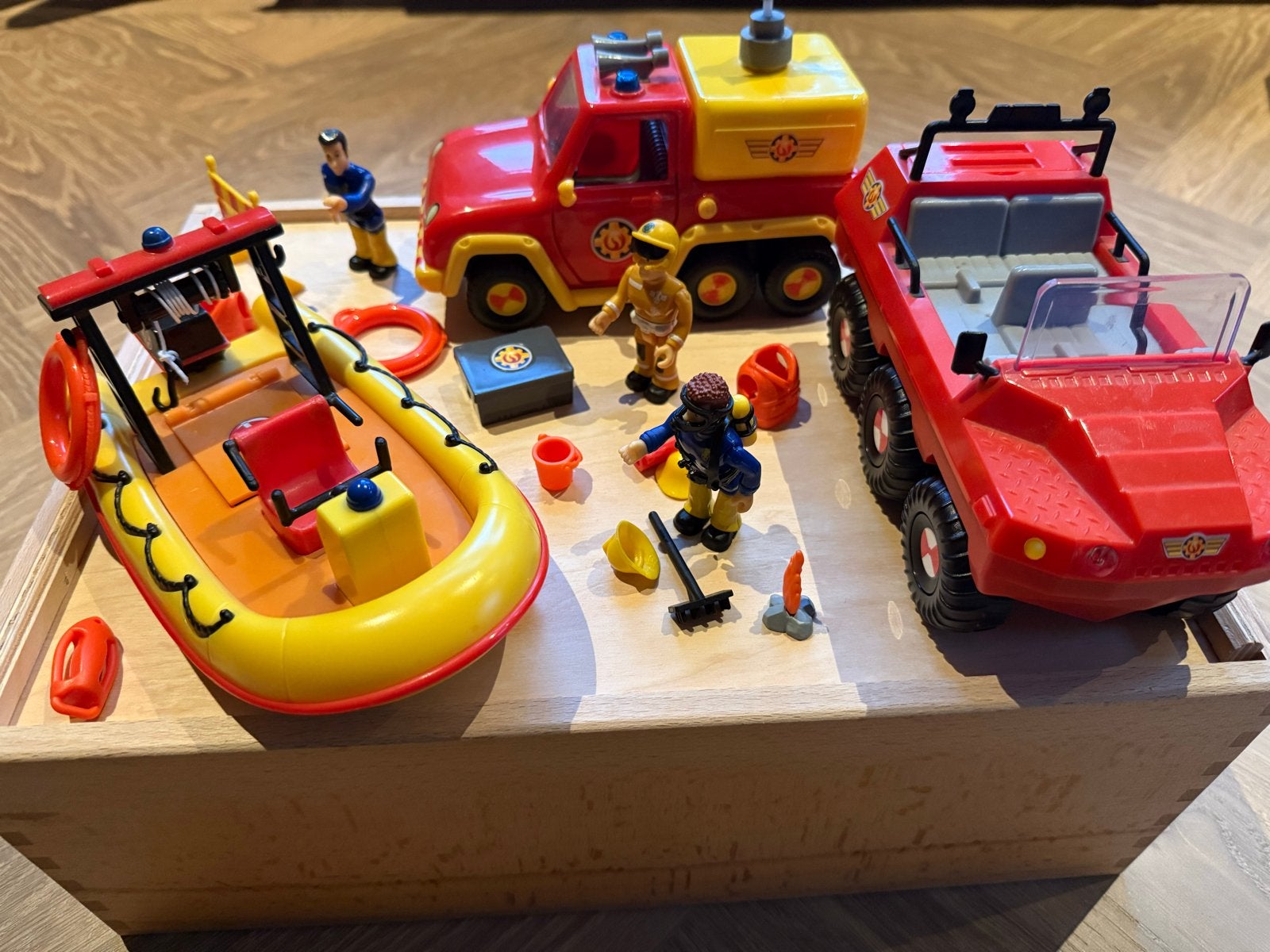 Brandweerman Sam Speelset: Boot, Brandweerwagen & Amfibievoe, Ophalen of Verzenden, Gebruikt