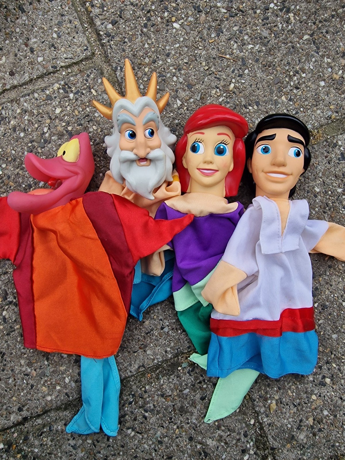 Disney De Kleine Zeemeermin handpoppen set, Ophalen of Verzenden, Gebruikt, Overige typen