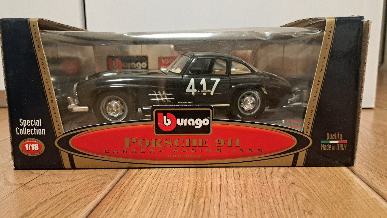 Burago Mercedes-Benz 300 SL (1954) - Zwart - Schaal 1:18, Ophalen of Verzenden